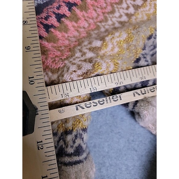 Anthropologie Ett Twa Sweater Womens L Beige Oatmeal Fair Isle Metalic Knit Geo - Picture 13 of 16